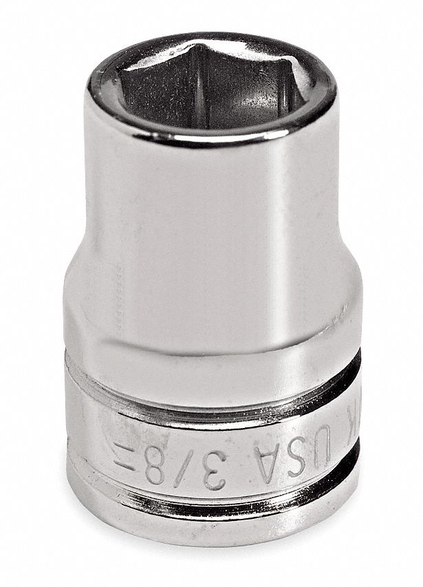 Socket, 3/8 in Drive Size, Alloy Steel, Chrome Finish - Grainger