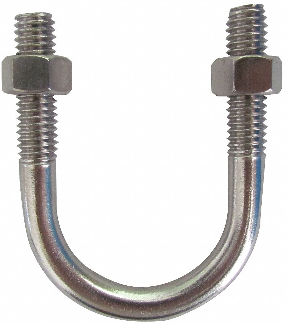 GRAINGER APPROVED UBolt, Standard, Low Carbon Steel, Zinc, 5/16"18, 1 in Thread Length, PK 10