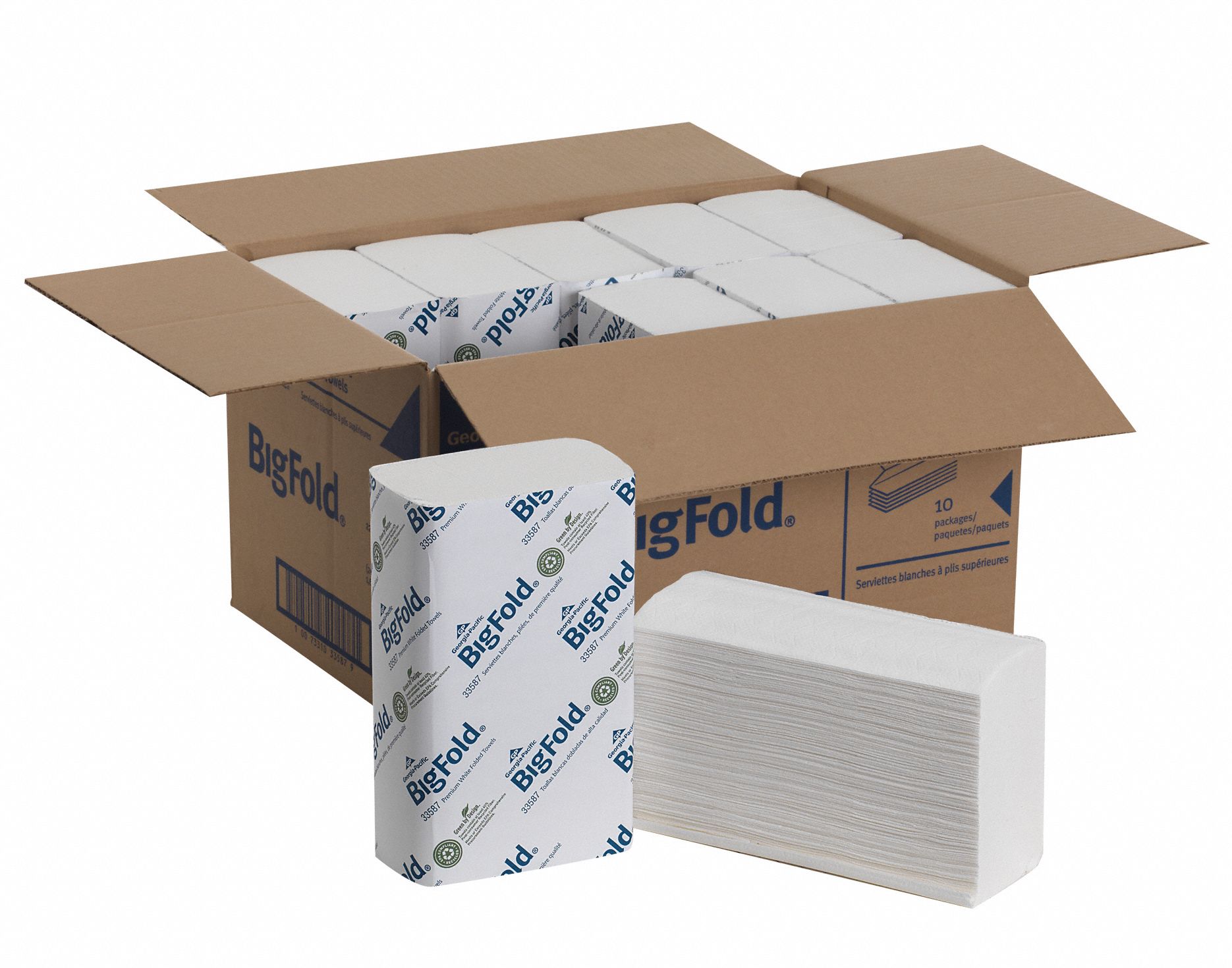 Paper Towel Sheets White, 10 1/4 in Sheet Wd, 10 3/4