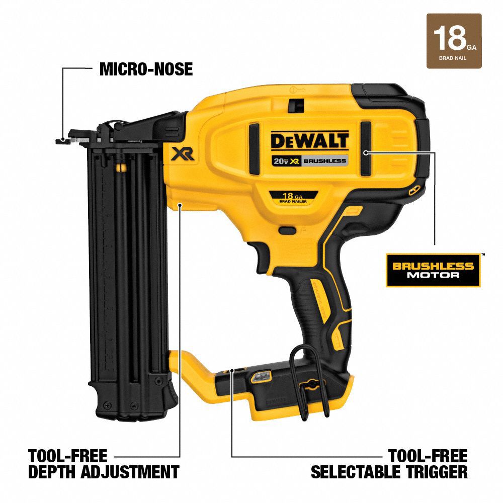 DEWALT Nail Gun Brad, Combo, For 18 ga Nail Gauge, For 5/8 in to 2 1/8