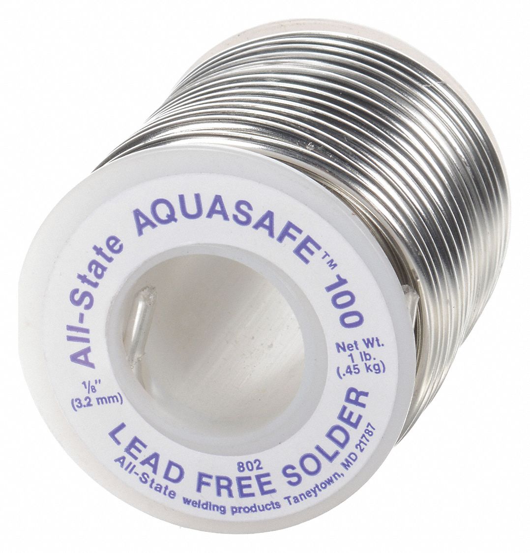 ALLSTATE Aquasafe 100 Lead Free Solder 1/8In 1 0.125 in Wire Dia