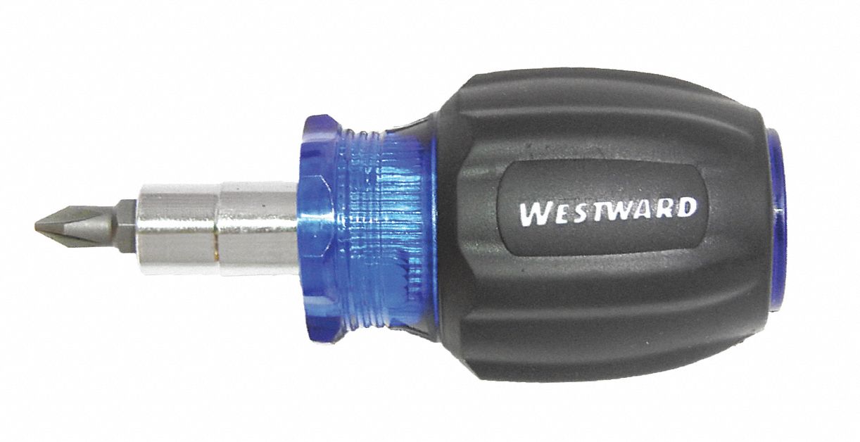WESTWARD MultiBit Screwdriver, Phillips, Slotted, Ball Bearing, Alloy Steel, Number of Pieces 6