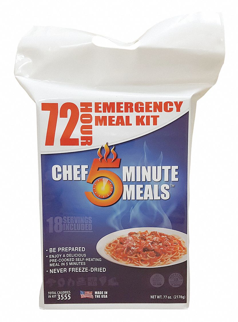 CHEF 5 MINUTE MEALS, 308 oz, 3 Courses, Emergency Food Ration Packet