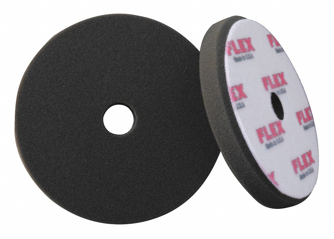 FLEX NORTH AMERICA Polishing Pad, 61/2" Size, Foam, Black 404M08