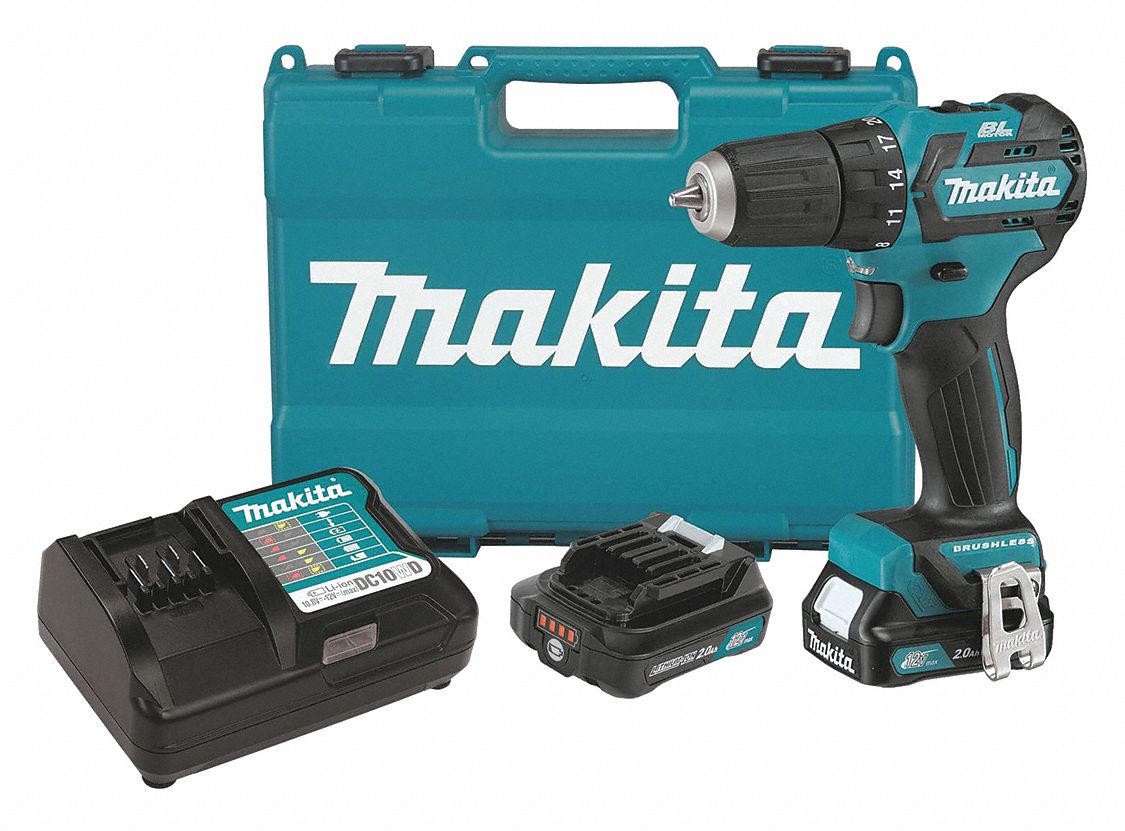 MAKITA Drill Kit, Cordless, 0 inlb to 280 inlb, 3/8 in Chuck Size