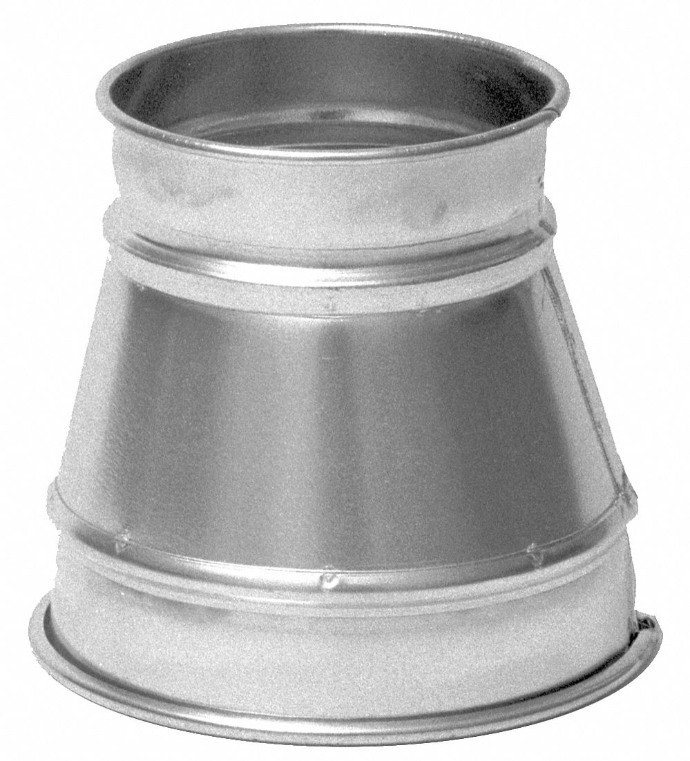 NORDFAB Galvanized Steel Reducer, 10 in x 4 in Duct Fitting Diameter