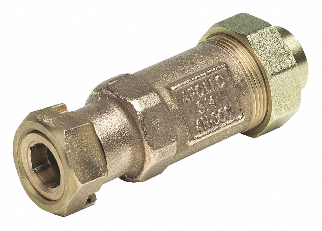 APOLLO Check Valve, 3/8", Dual, Inline, Bronze, FNPT x FNPT 40D8584NLF3A22A Grainger