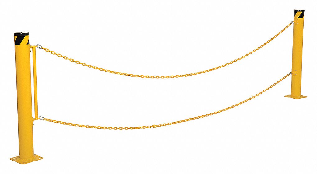 GRAINGER APPROVED 42 in Fixed Steel Dock Chain Barrier Bollard with 4 1