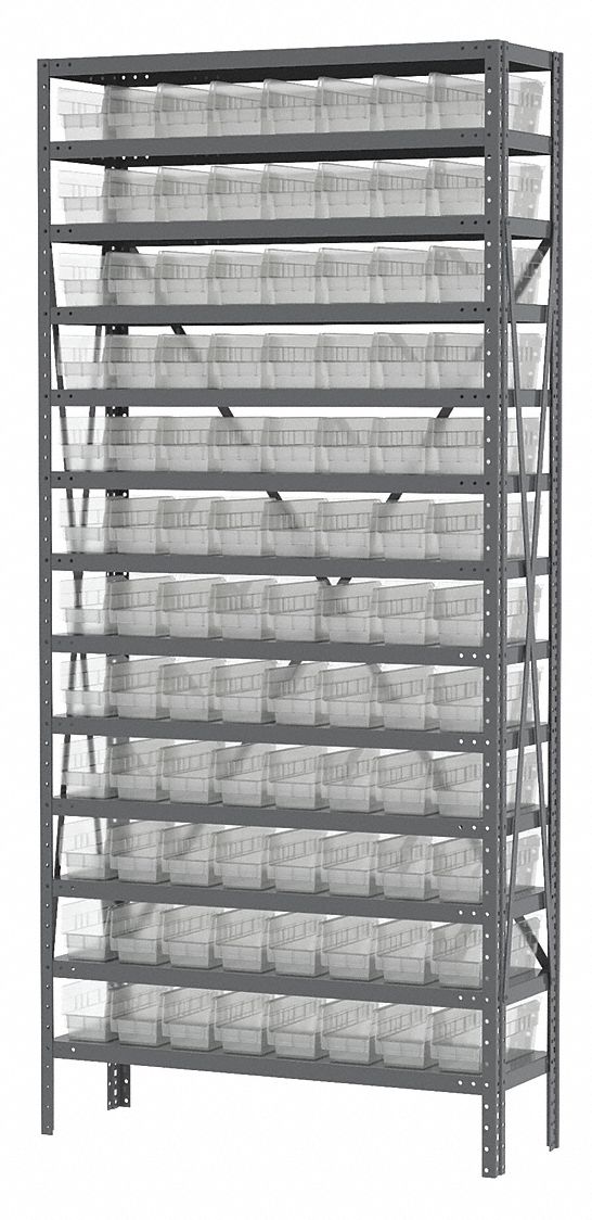 AKROMILS, 36 in x 12 in x 79 in, 1 Sided, Bin Shelving 40K542
