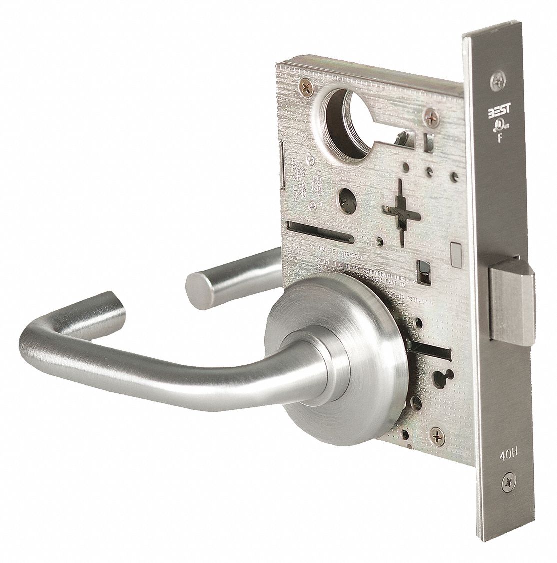BEST Mortise Lockset, Mechanical, Satin Chrome, 2 3/4 in Backset