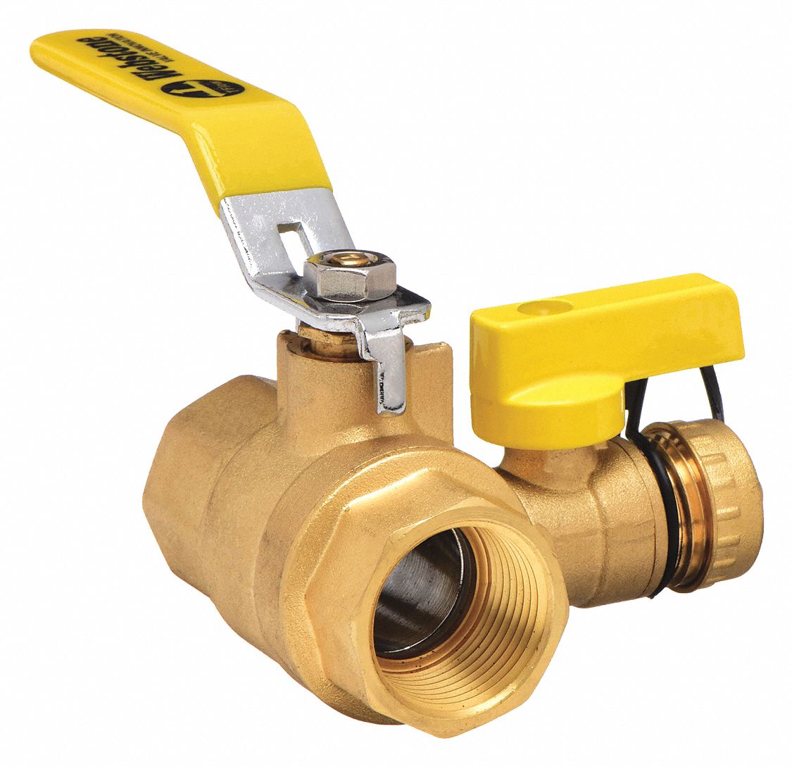 Webstone Ball Valve with Drain, Brass, 3Way, 2Piece