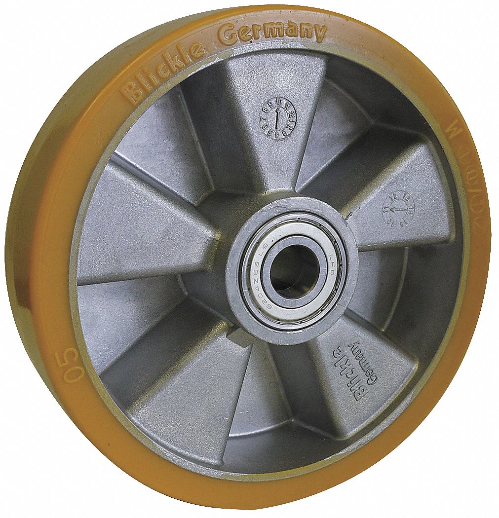 GRAINGER APPROVED Polyurethane Tread on Aluminum Core Wheel, 9 13/16 in