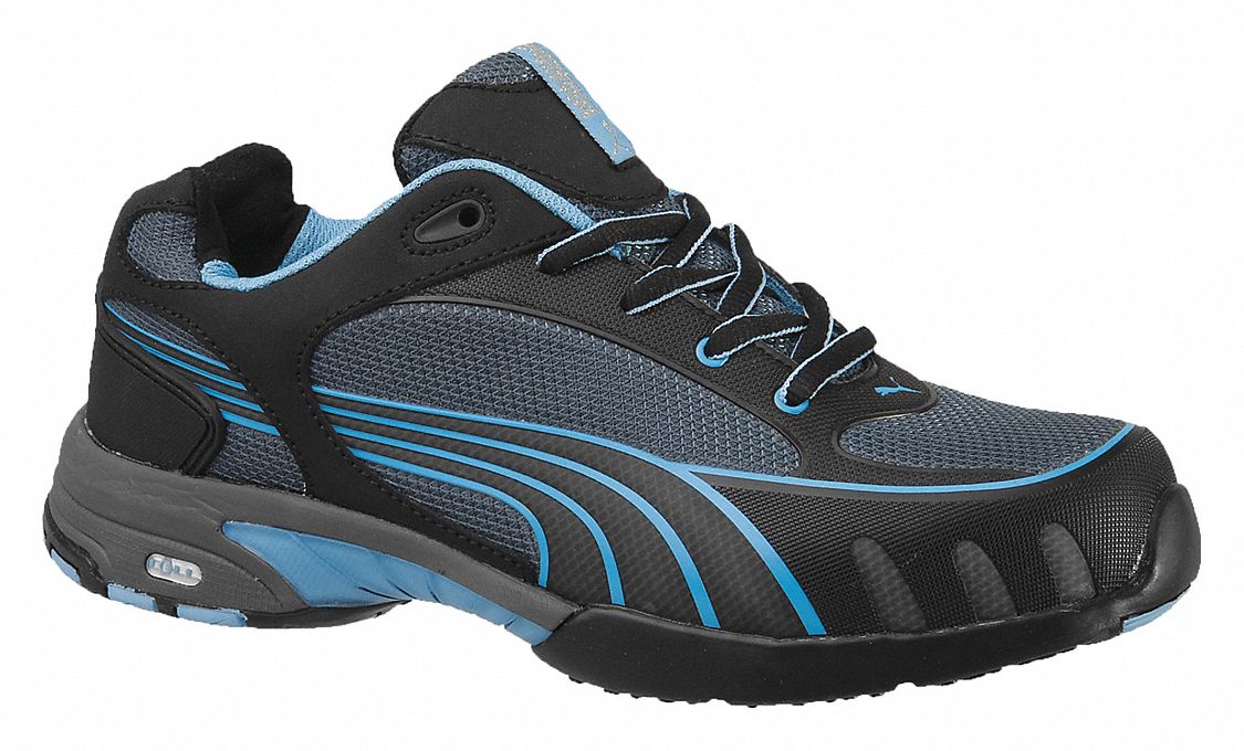 PUMA SAFETY SHOES Athletic Shoe, 9, C, Women's, Black/Blue, Steel Toe