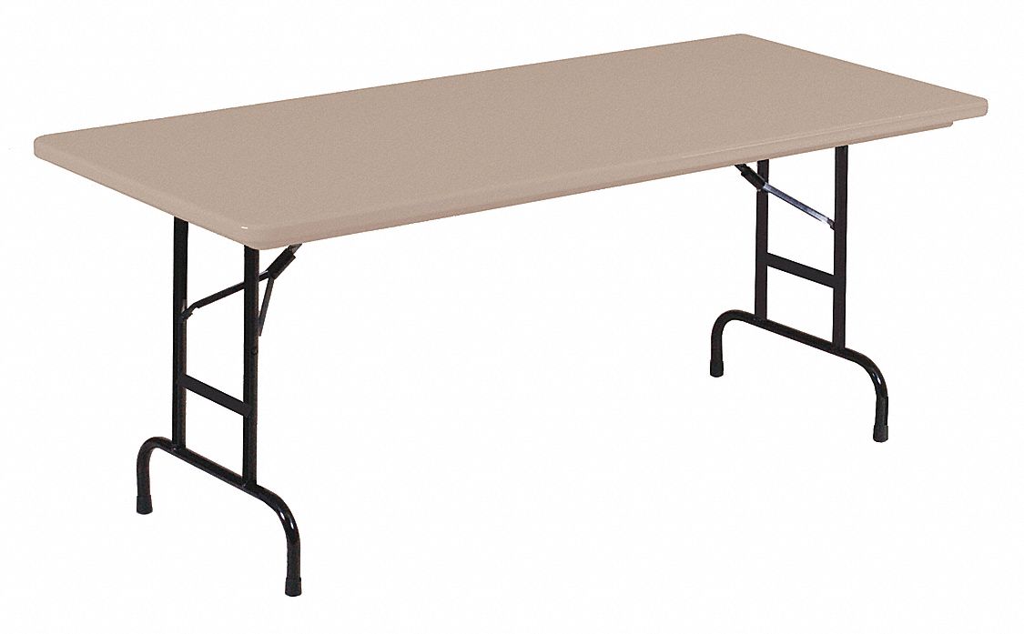 Correll Rectangle 3 4 In Top Adjustable Folding Table CORRELL Rectangle Adjustable Folding Table, 22" to 32" Height x 30