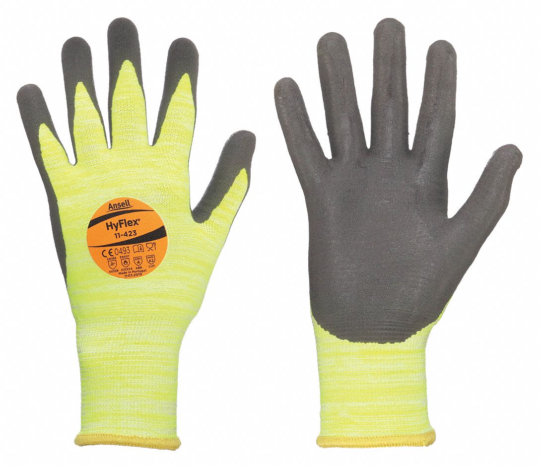 ANSELL Cut Resistant Gloves, Gray/Yellow, 7, PR 40LL7811423 Grainger
