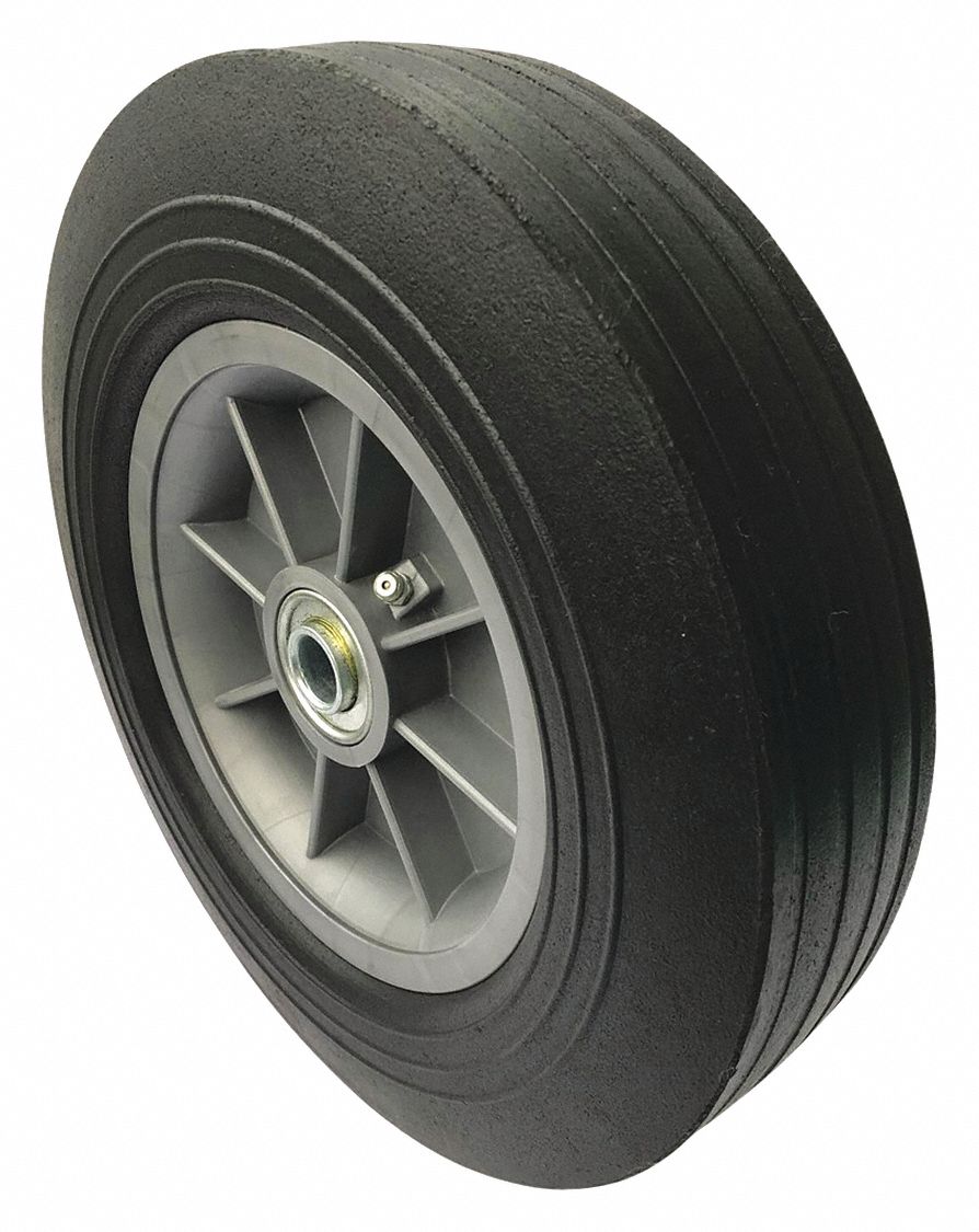 MARASTAR FlatFree Solid Rubber Wheel, 10 in Wheel Dia., 550 lb Load Rating 40N43440N434