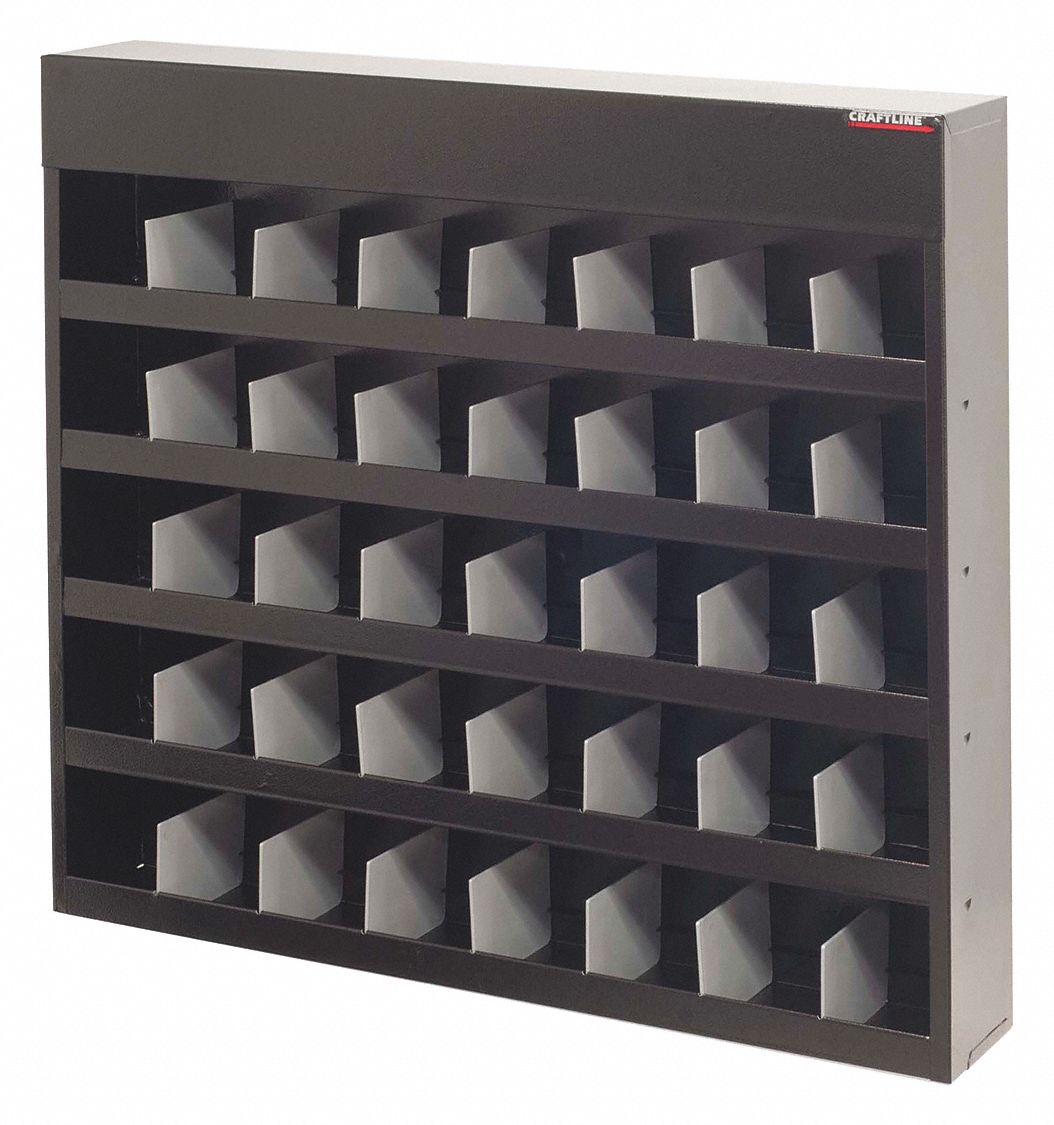 CRAFTLINE 253/4" x 51/2" x 23" Pigeonhole Bin Unit, Black 410Y22PL