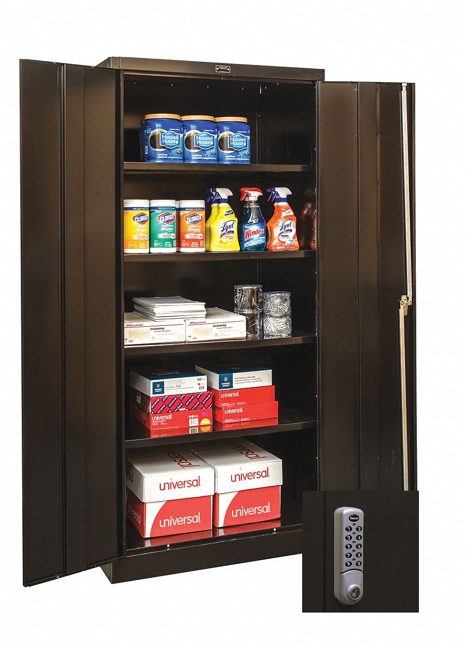 GRAINGER APPROVED Commercial Storage Black, 72 in H X 36 in W X 18 in D, Assembled