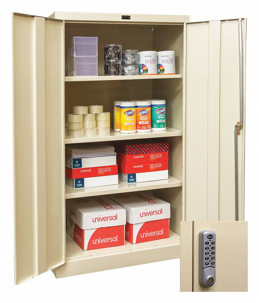 GRAINGER APPROVED Commercial Storage Tan, 72" H X 36" W X 24" D, Assembled 411K97