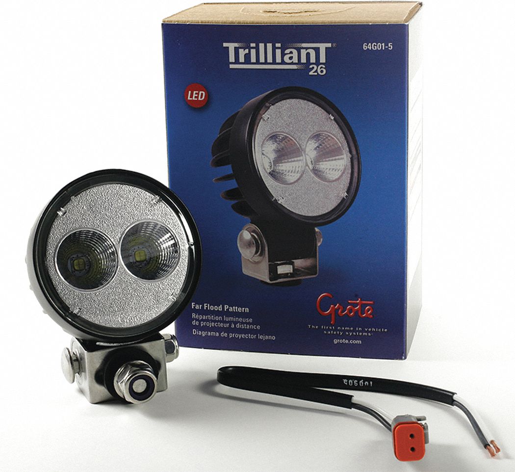 GROTE, 1,790 lm Lumens Vehicle Lighting, Round, Work Light 411Z64
