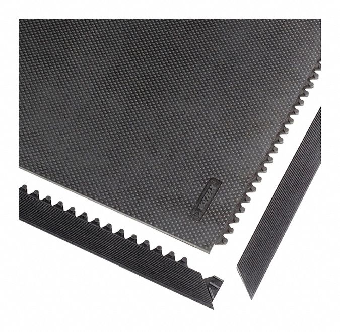 NOTRAX Heavy Duty Industrial Mat Black, Solid Top/Textured, 3 ft Mat