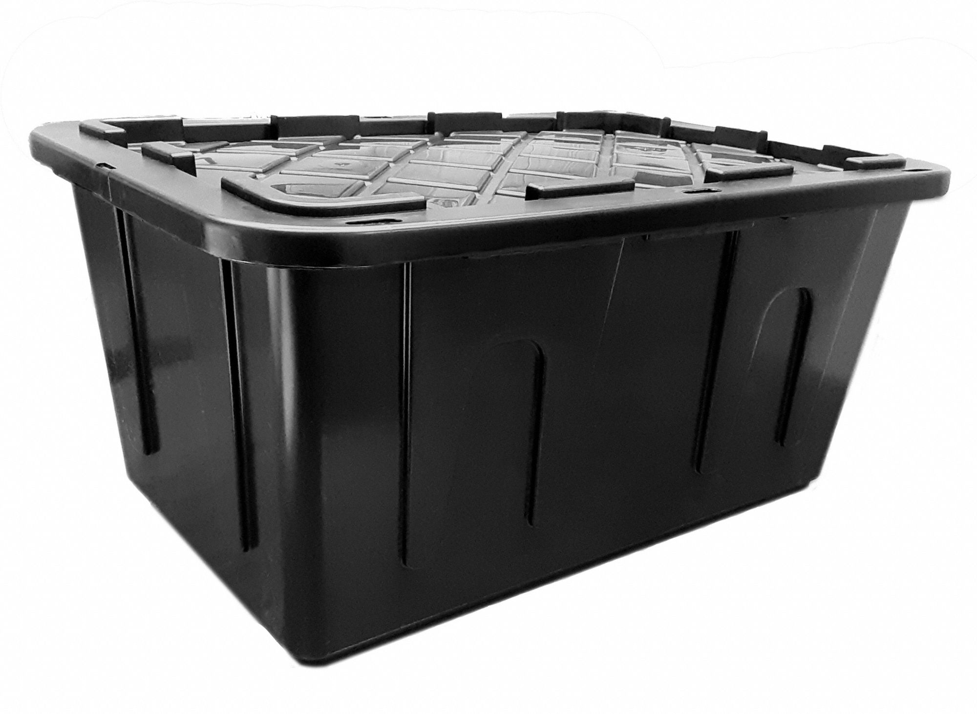 J TERENCE THOMPSON Storage Tote 27 gal, 28 1/2 in x 19 3/4 in x 14 3/4 in, Black/Yellow Body