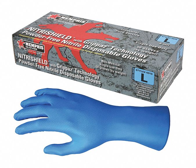 MCR SAFETY Nitrile, Disposable Gloves, 2XL, PowderFree, 8 mil Palm