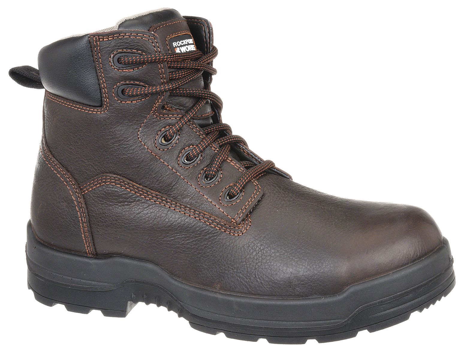ROCKPORT WORKS 6 in Work Boot, 91/2, W, Men's, Brown, Composite Toe