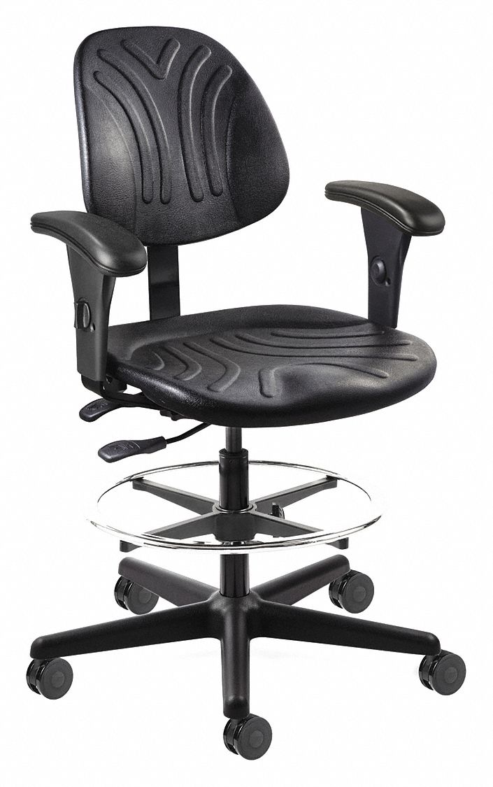 BEVCO Drafting Chair, Drafting Chair, Black, Plastic, 22 in to 32 in