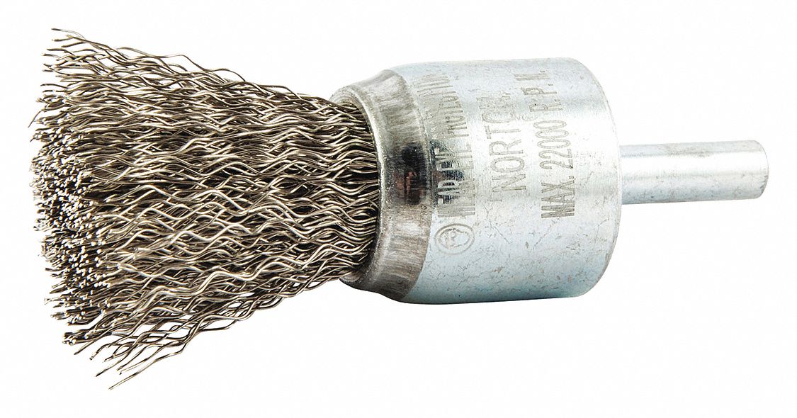 NORTON, 1 in Brush Dia., 1/4 in Abrasive Shank Size, End Brush 416M5666252838896 Grainger
