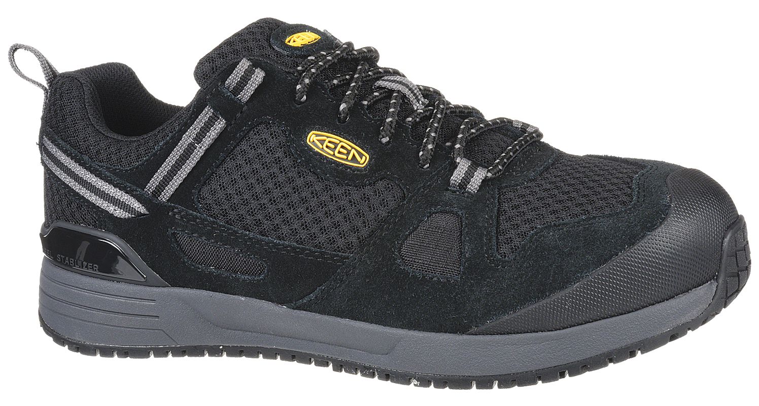 KEEN Athletic Shoe, 8, EE, Men's, Black/Steel Gray, Aluminum Toe Type