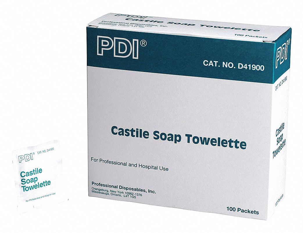 FIRST AID ONLY Castile Soap Towelettes, Wipes, Box, Wrapped Packets, 5