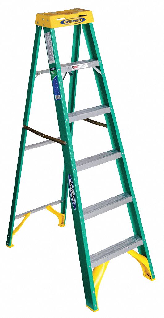 WERNER 6 ft 225 lb Load Capacity Fiberglass Stepladder 41D2525906