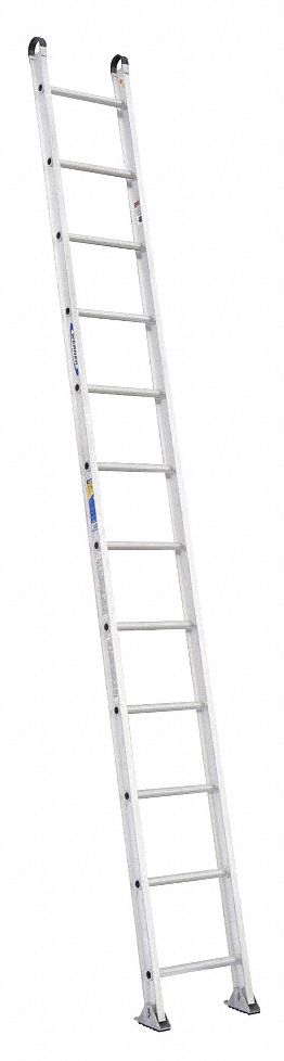 WERNER 12 ft Aluminum Straight Ladder, 375 lb Load Capacity, 17 in