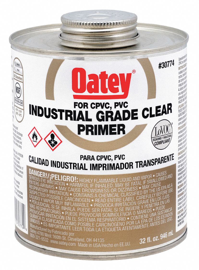 OATEY Clear Pipe Cleaner, PVC and CPVC, Size 32 oz, For Use With CPVC