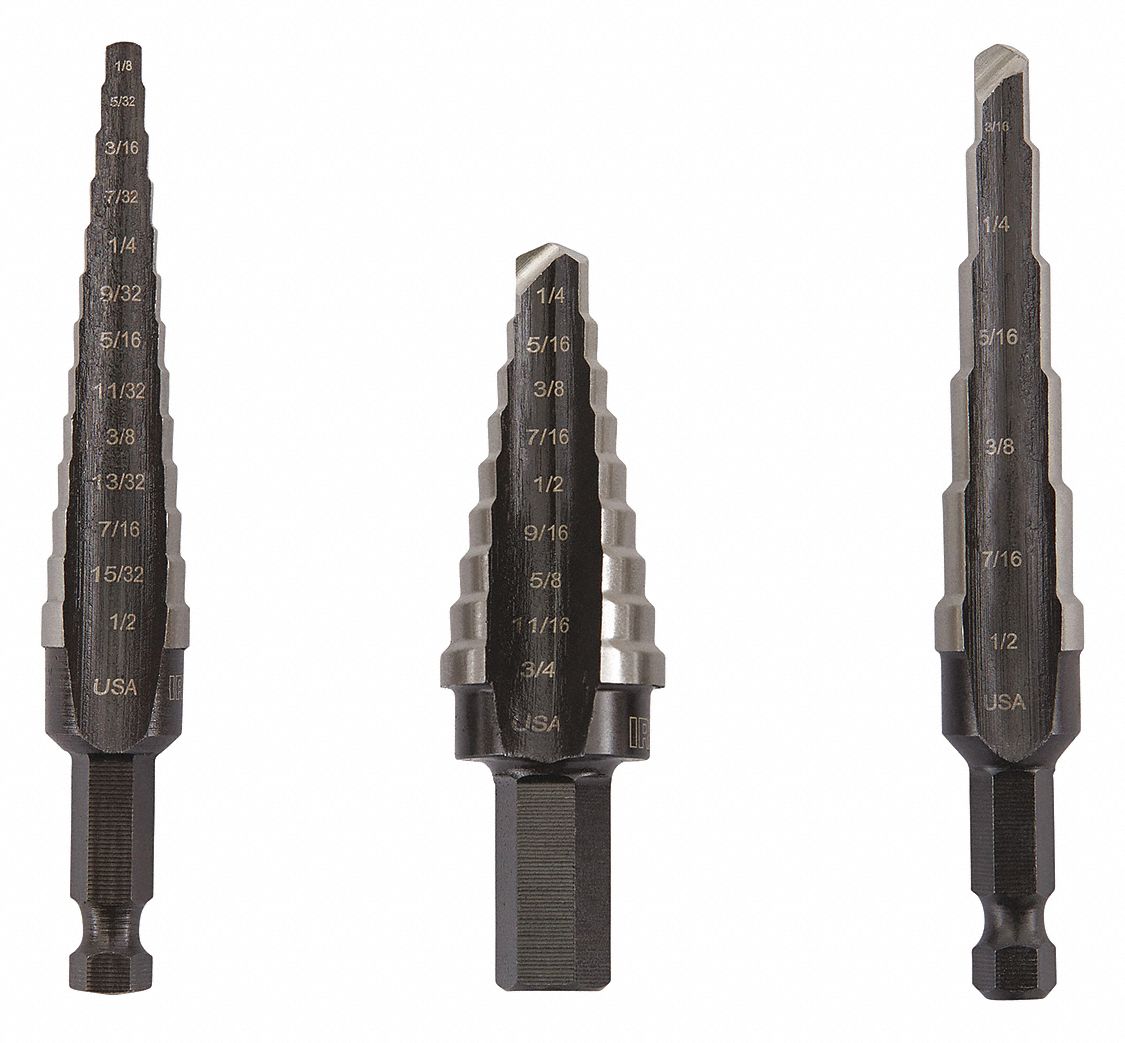 IRWIN, 17 Hole Sizes, 1/8 in to 3/4 in, Step Drill Bit Set 41GR6510502ZR Grainger