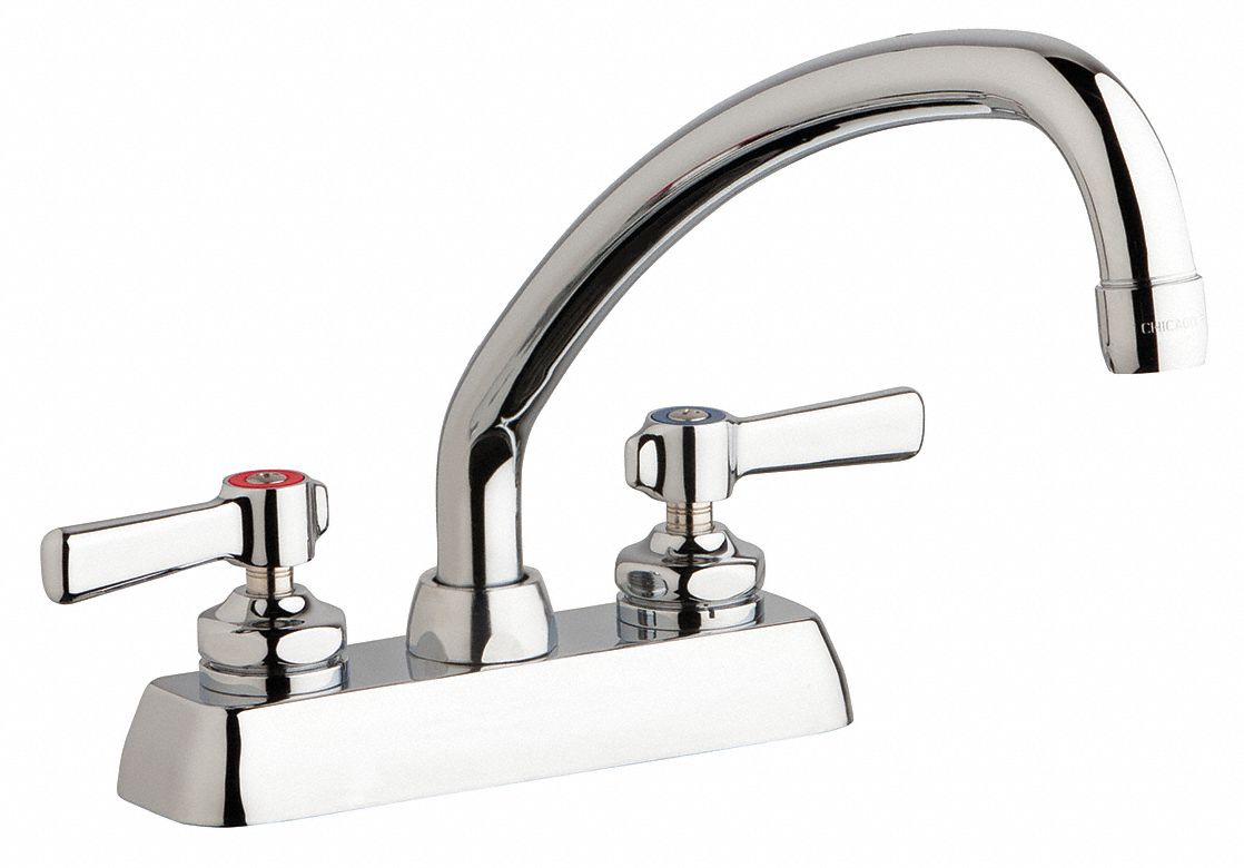 CHICAGO FAUCETS Chrome, Low Arc, Kitchen Sink Faucet, Manual Faucet