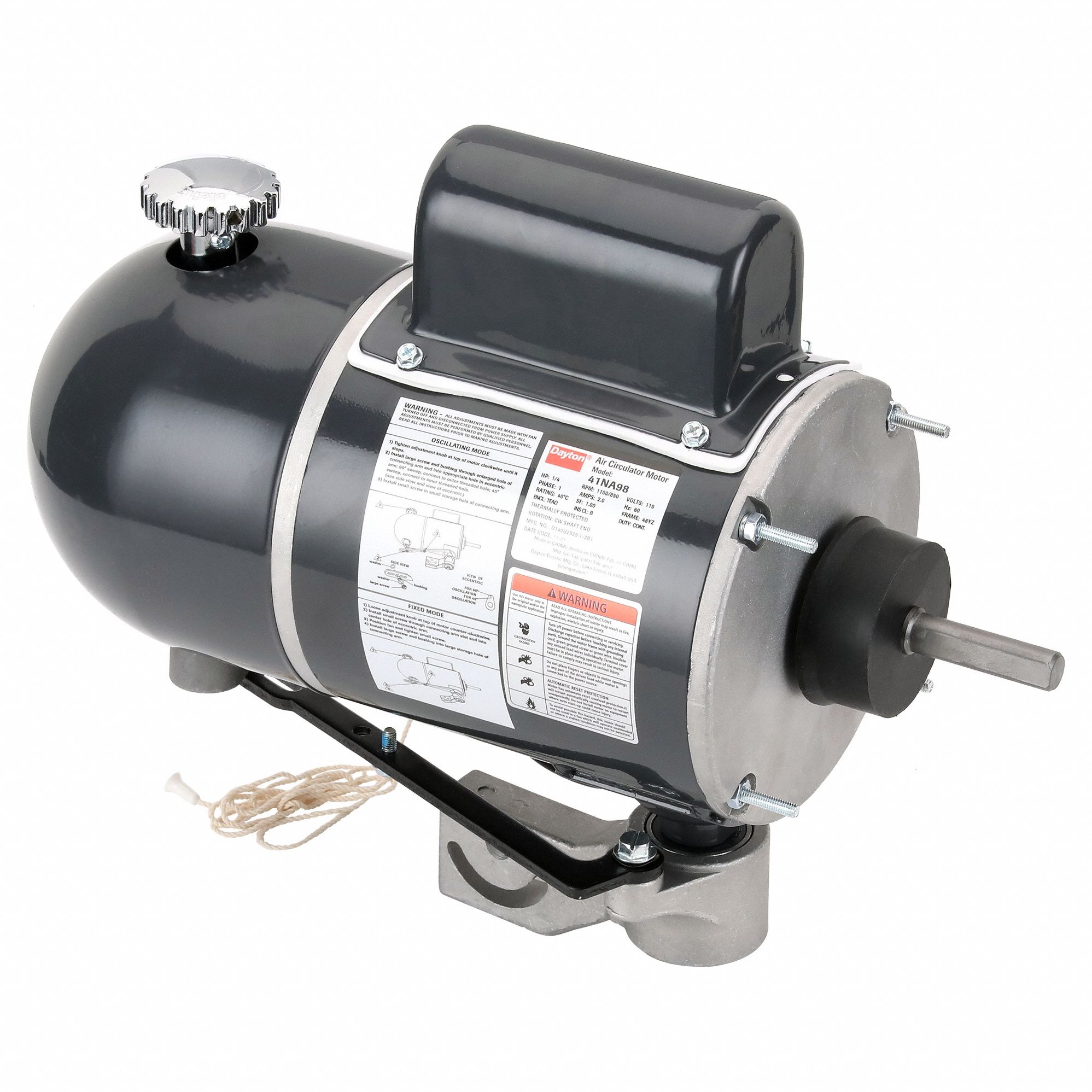 DAYTON, 1/4 HP, 1,100/850 Nameplate RPM, Oscillating Fan Motor 41NA98