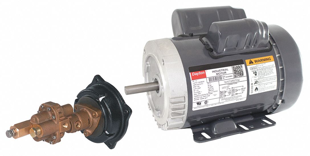 DAYTON Rotary Gear Pump, Pump Type Close Coupled, 1 HP, Voltage 115/230