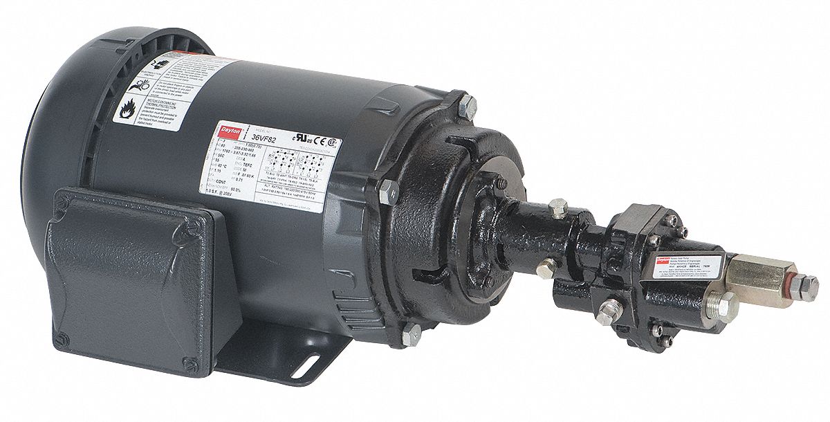 DAYTON Rotary Gear Pump, 125 psi, Cast Iron, 1 HP, 3 Phase 41TK13