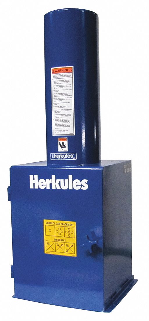 HERKULES Can Crusher, Air Operated, 3.75 ton Maximum Crushing Pressure
