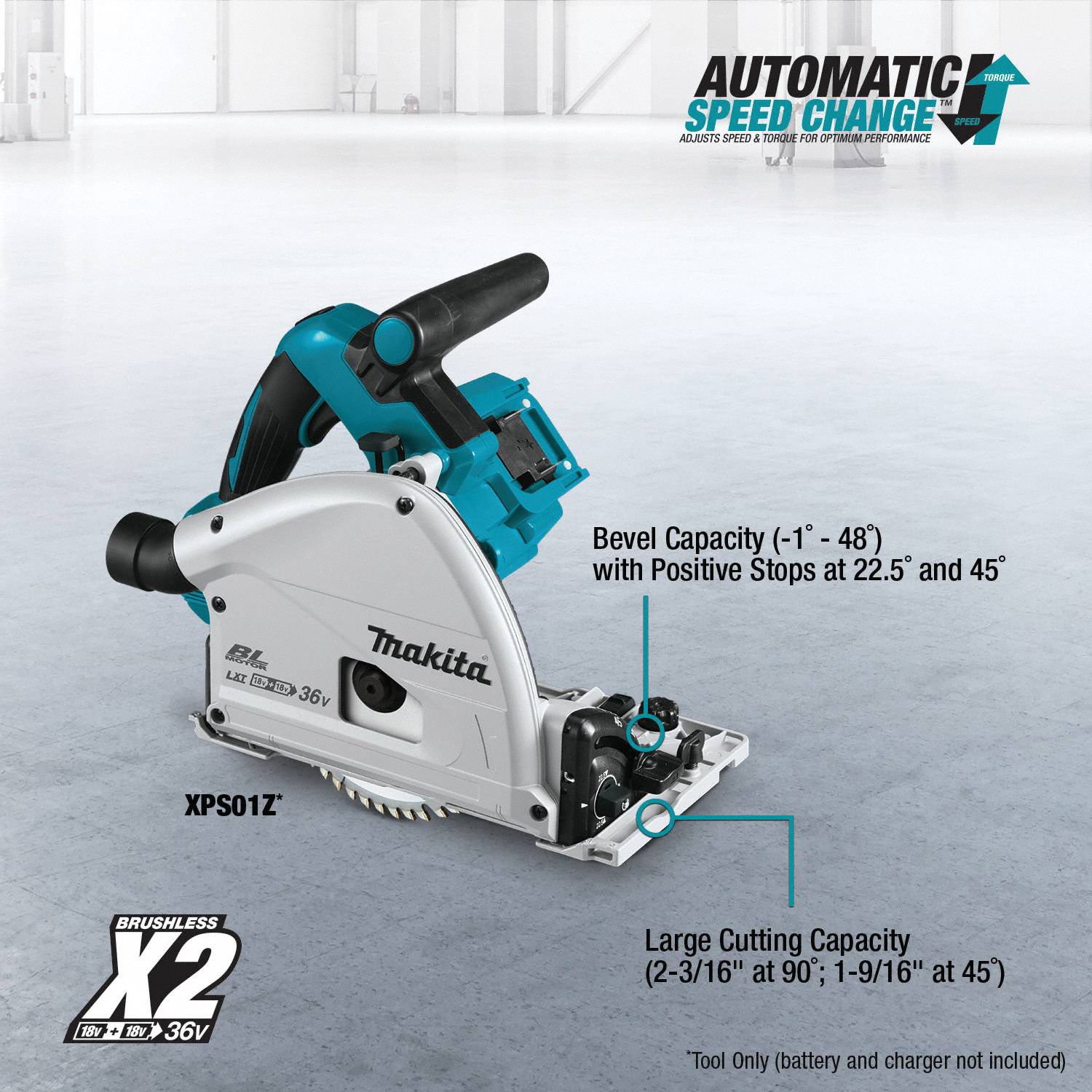 MAKITA Circular Saw, 6 1/2 in Blade Dia., Right Blade Side, Bevel Angle