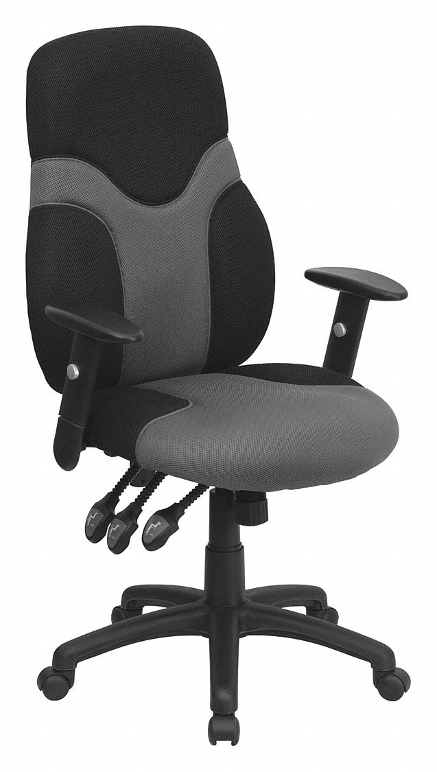 FLASH FURNITURE, Abbott, Ht, Office Chair 420G19BT6001GYBKGG
