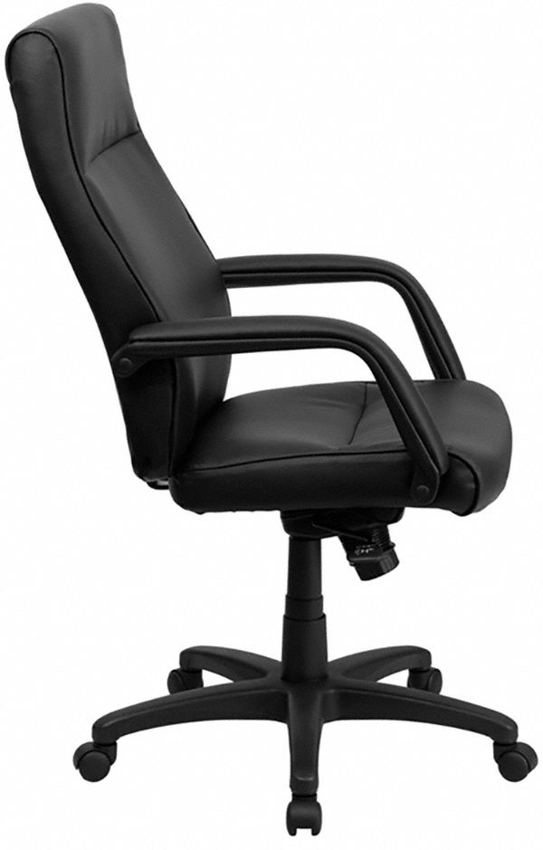 FLASH FURNITURE Executive Chair Adj Arm, Black, Leather, 250 lb Wt