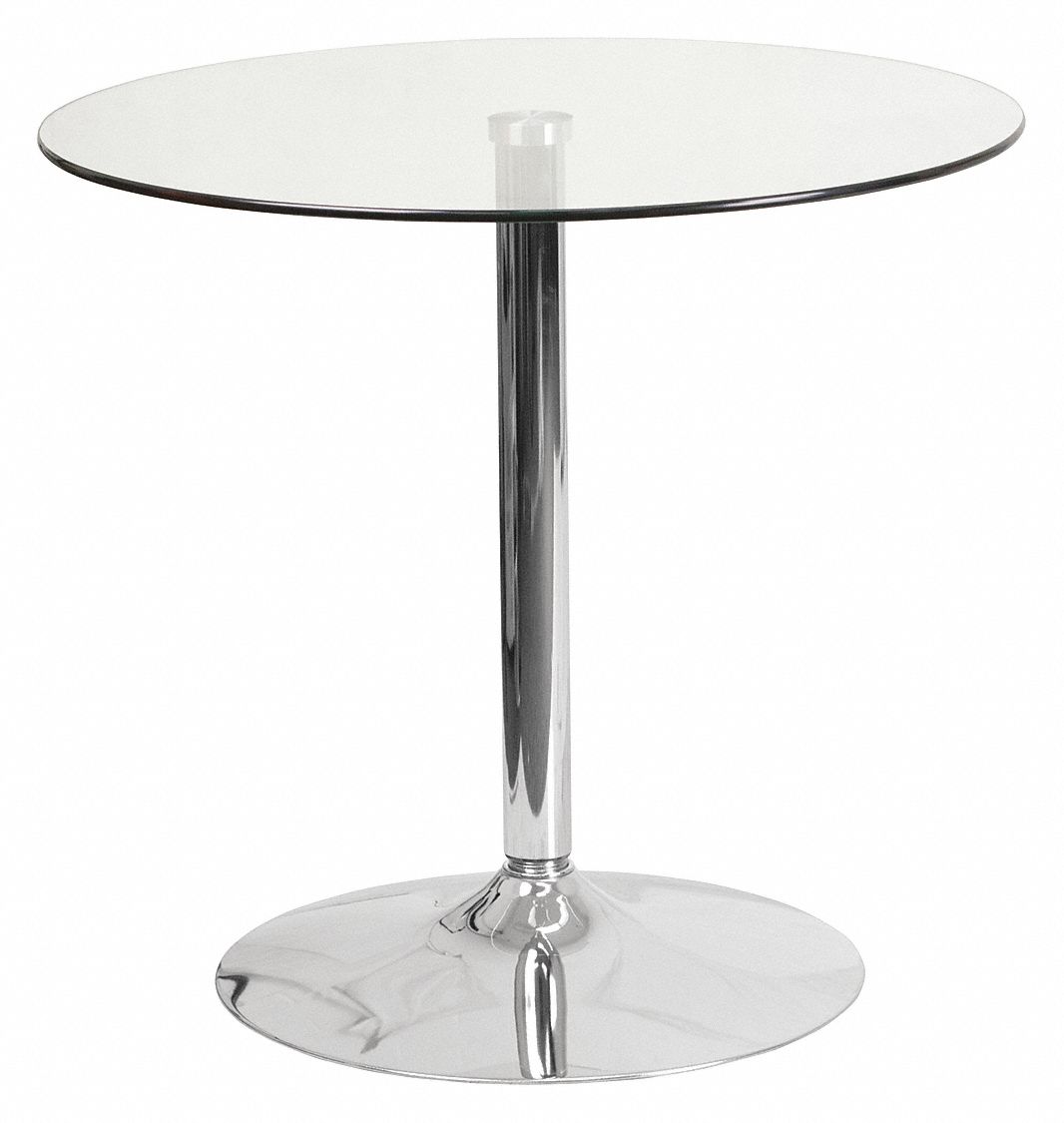 FLASH FURNITURE Round Cafe Table, Clear, Height 29 in, Depth 31 in