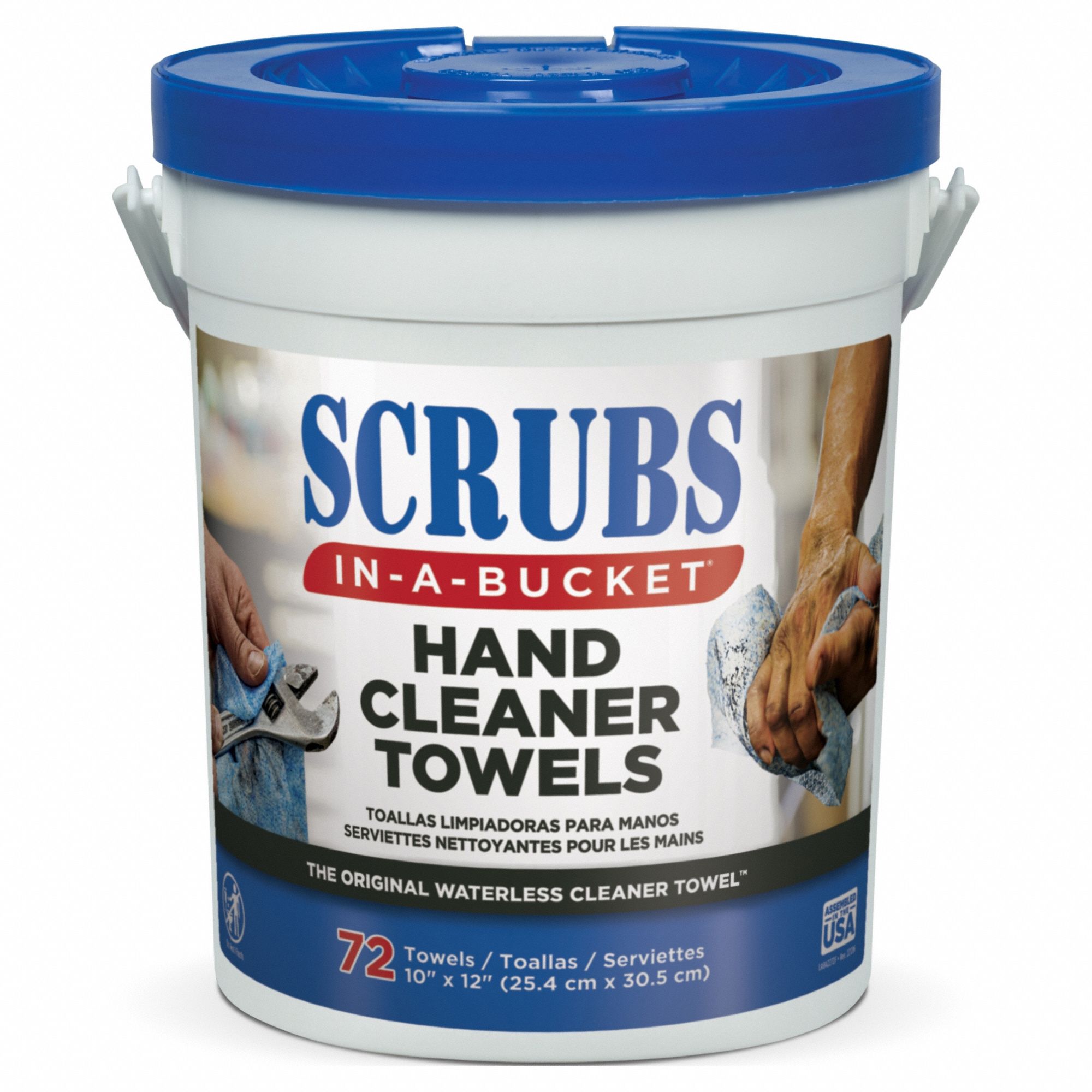 SCRUBS, Bucket, 72 Wipes per Container, Hand Cleaning Towels 24WJ88