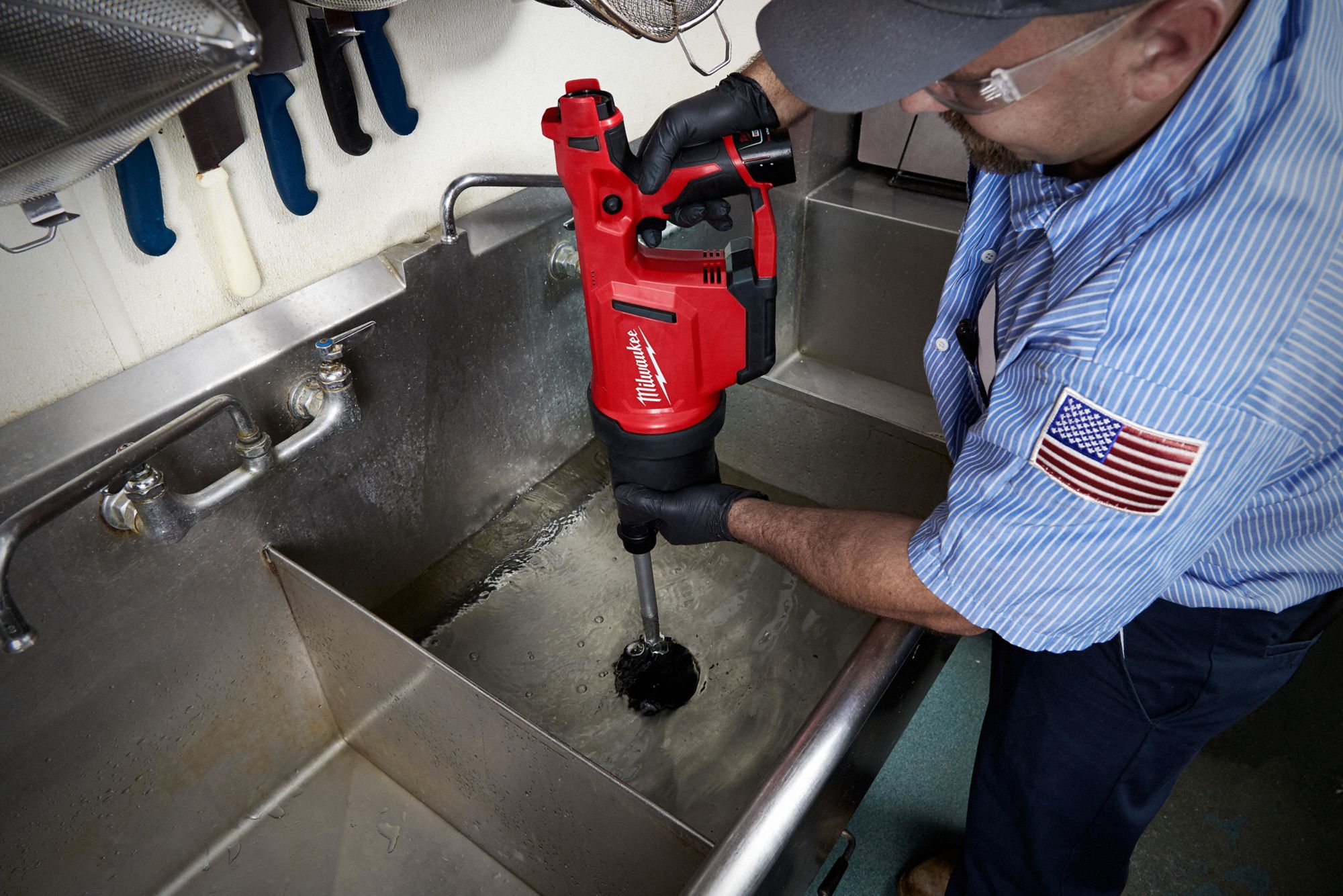 MILWAUKEE Drain Gun Kit 1 1/4 in to 4 in Drain Line Capacity I.D., 35 ft Max. Run, 1 Tools