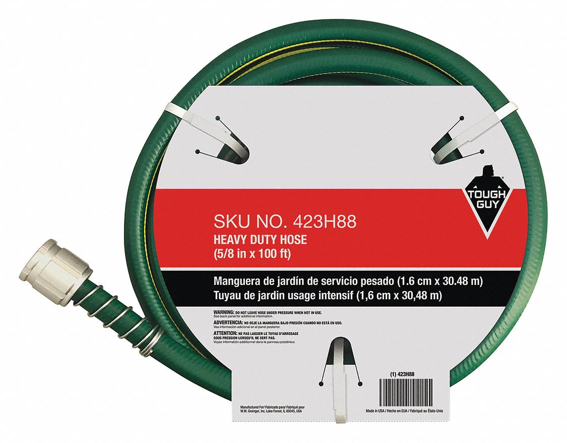 TOUGH GUY HEAVY DUTY WATER HOSE,COLD,PVC,100 FT. Garden Hoses