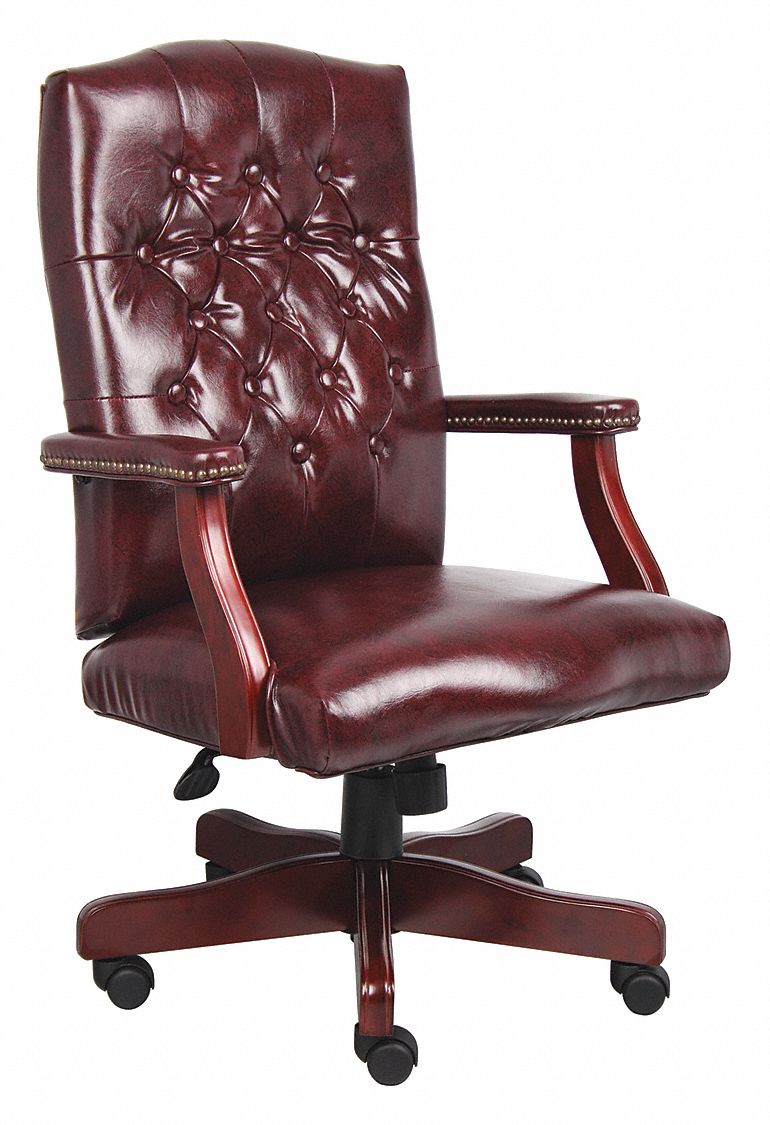 BOSS Executive Chair, Executive Chair, Red, Vinyl, 20 in to 23 in