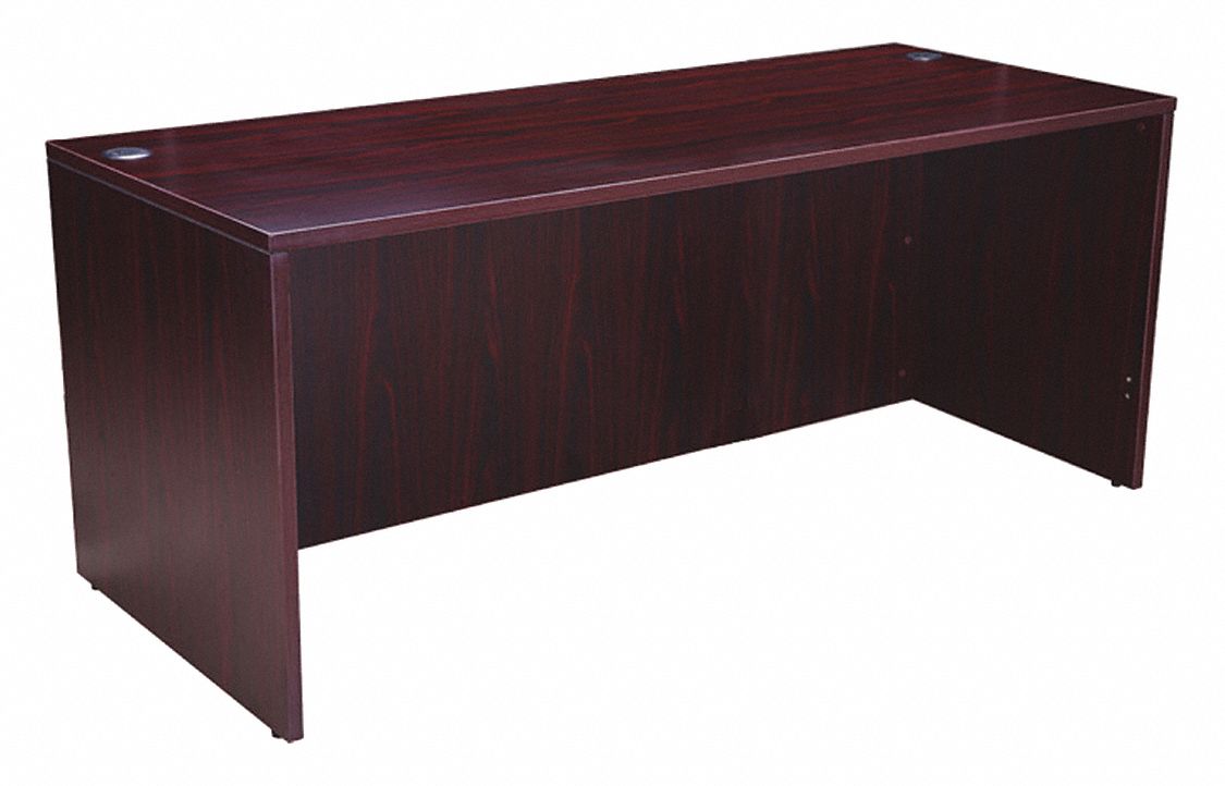 BOSS Office Desk, Mahogany Base, Overall 71" W 423M29N101M Grainger